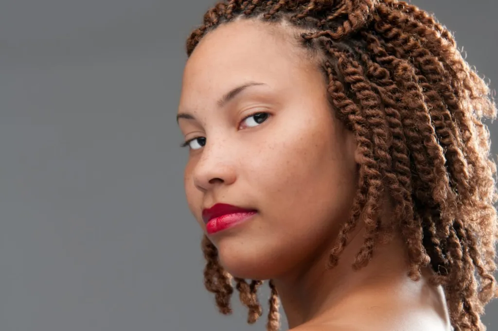 African-American woman in twist braid hairstyle