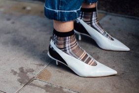 Sheer socks and plaid: two must-haves for 2018.