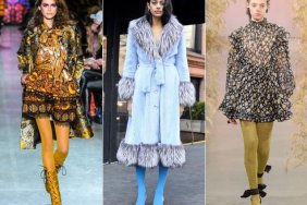 Colorful tights proved popular at New York Fashion Week Fall 2018.