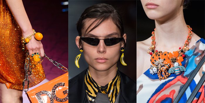 Tropical jewelry on the Spring 2018 runways at Dolce & Gabbana, Prada and Marc Jacobs