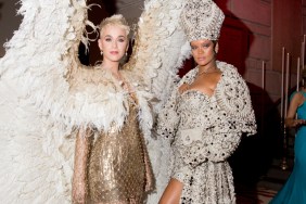 Katy Perry and Rihanna attend the Heavenly Bodies: Fashion & The Catholic Imagination Costume Institute Gala at The Metropolitan Museum of Art on May 7, 2018 in New York City