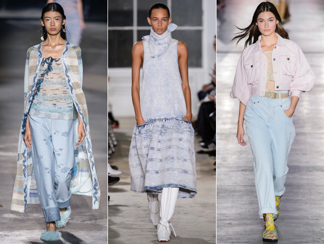 Designers favored faded denim for Spring 2019.