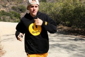 Justin Bieber wears a Drew House hoodie in Los Angeles