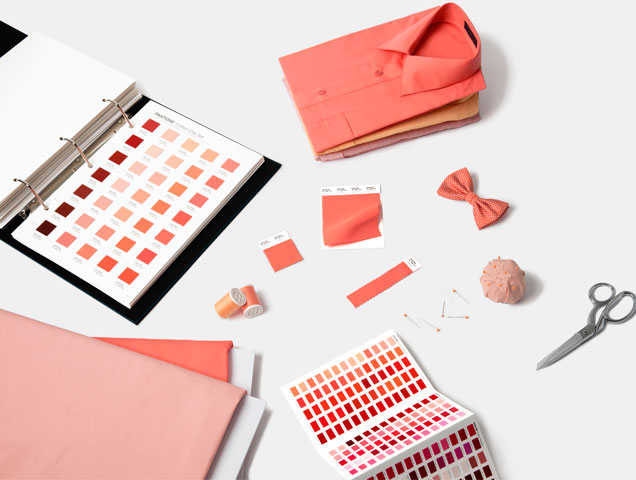 Textiles in Living Coral, 2019 Pantone color of the year