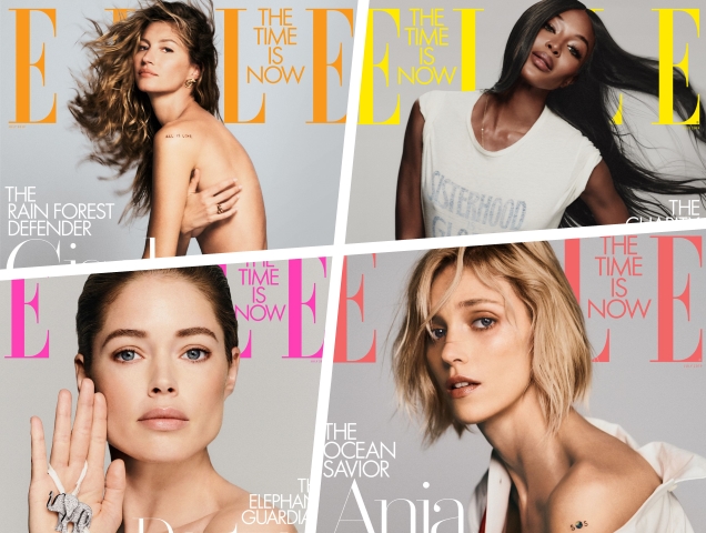 US Elle July 2019 : Gisele Bündchen, Naomi Campbell, Doutzen Kroes & Anja Rubik by Chris Colls