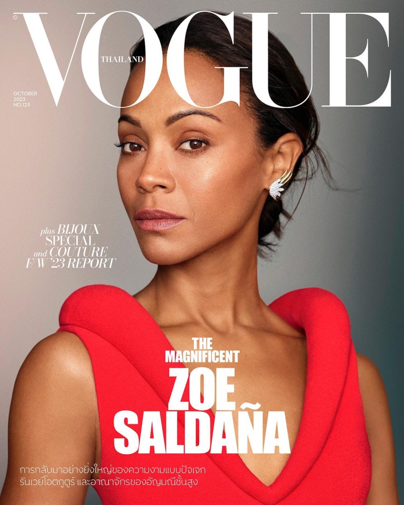 Vogue Thailand October 2023 : Zoe Saldaña by Thomas Whiteside 