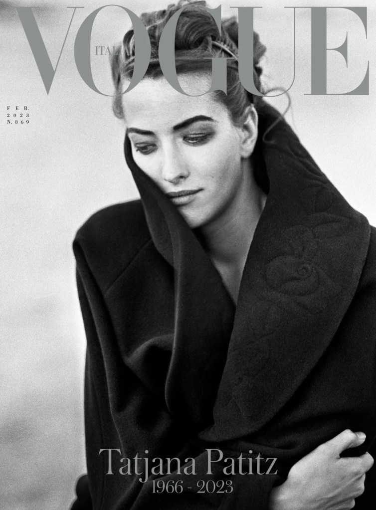 Vogue Italia February 2023 : Tatjana Patitz by Peter Lindbergh