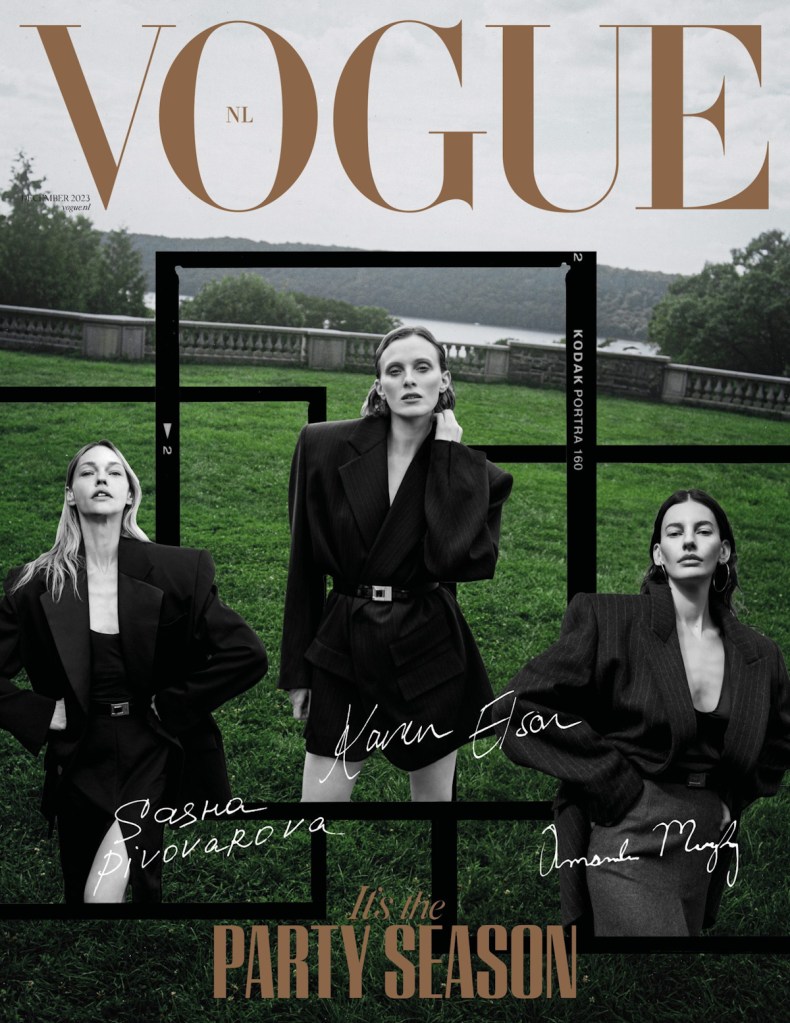 Vogue Netherlands December 2023 : Sasha Pivovarova, Karen Elson & Amanda Murphy by Agata Serge