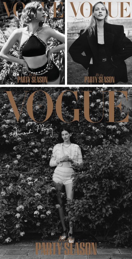 Vogue Netherlands December 2023 : Sasha Pivovarova, Karen Elson & Amanda Murphy by Agata Serge