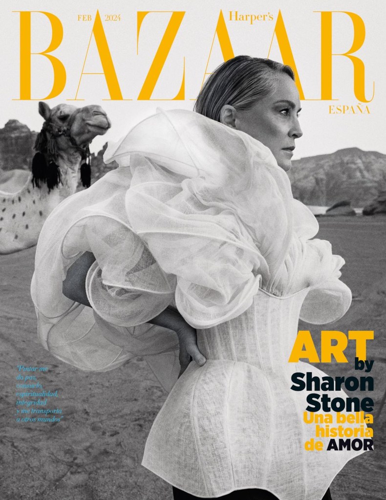 Harper’s Bazaar España February 2024 : Sharon Stone by Eric Michael Roy 