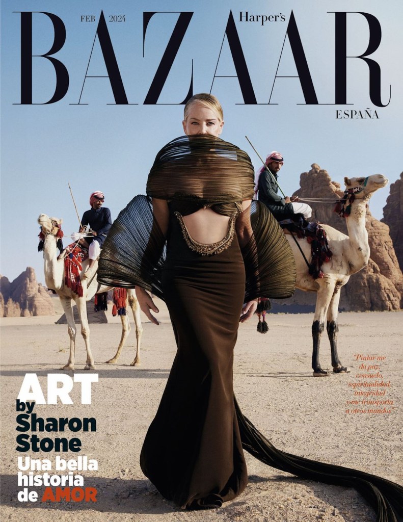 Harper’s Bazaar España February 2024 : Sharon Stone by Eric Michael Roy