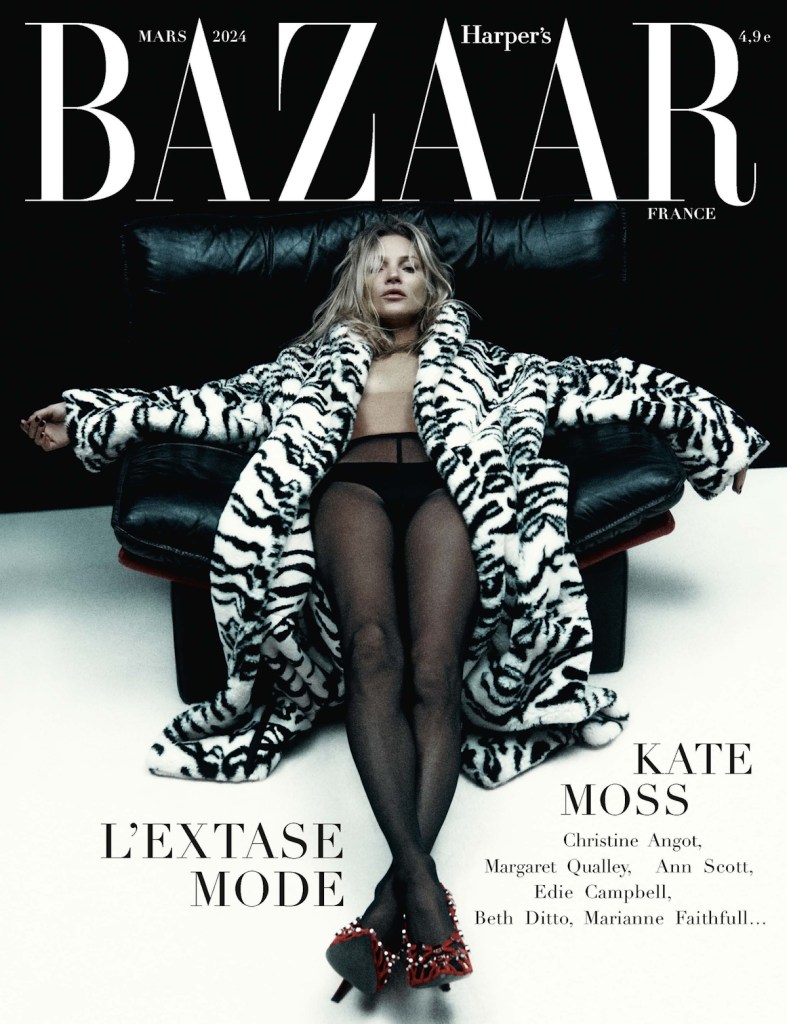 Harper’s Bazaar France March 2024 : Kate Moss by Robin Galiegue 