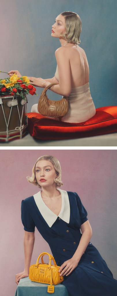 Miu Miu 'Matelassé' Handbags 2024 : Gigi Hadid by Steven Meisel