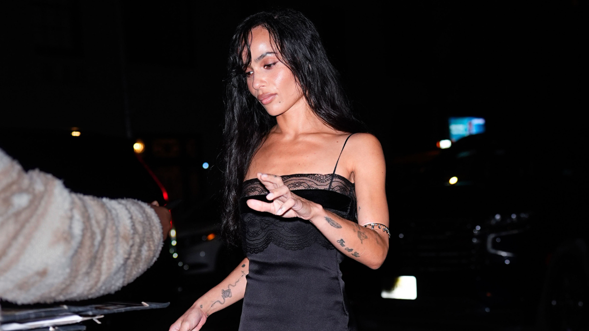 Zoe Kravitz Boldly Masters Lace in Black Minidress Fit for