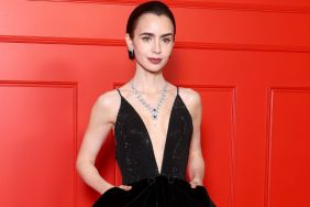 Lily Collins' Black Gown Has a Boldly Dramatic Neckline