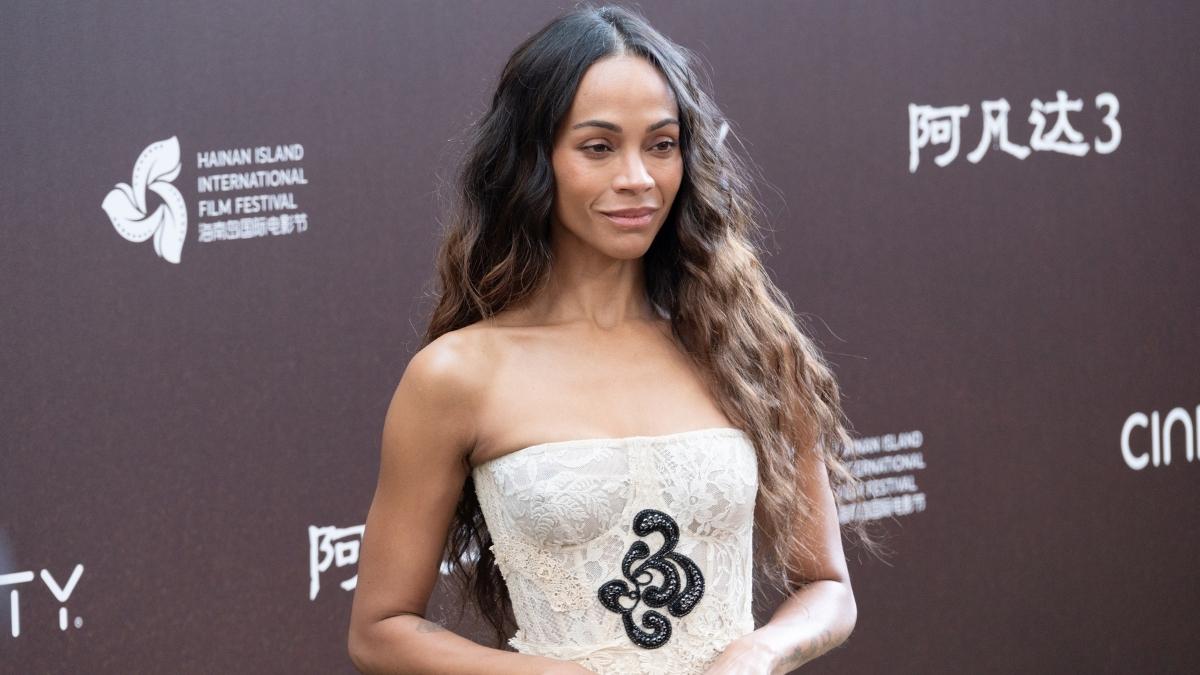 Zoe Saldana's McQueen Bustier Dress Comes With Fun Hip Cutout - theFashionSpot