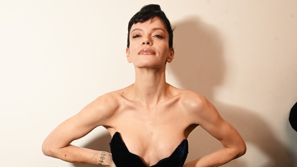 Lily Allen's Fully Sheer Dress Makes Pose on Sofa More Playful