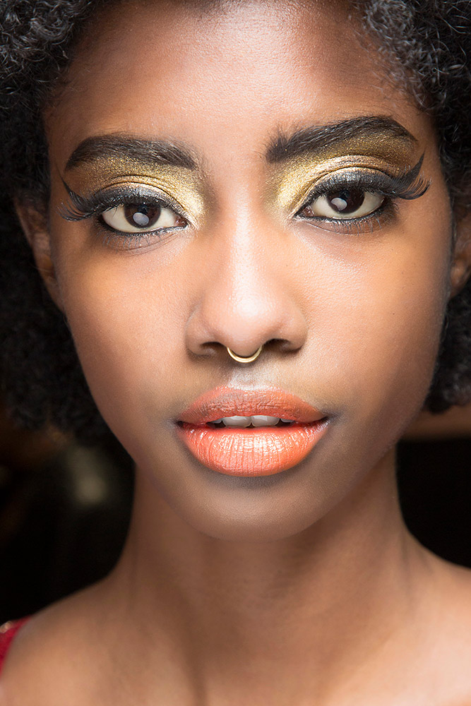 Gold Eyeshadow and Orange Lipstick