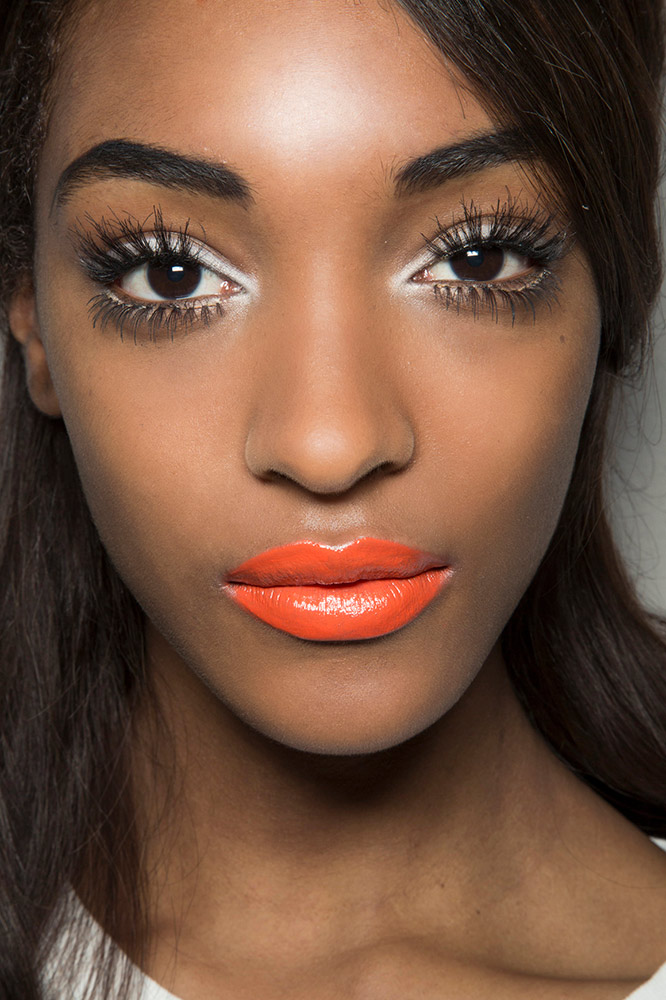 White Eyeshadow and Orange Lipstick