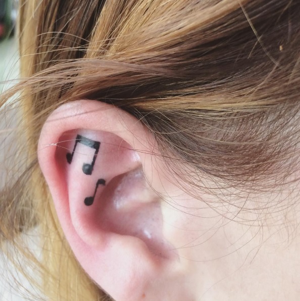 Music Notes set of 2 Behind the Ear Tattoo  Ear Tattoo   Etsy
