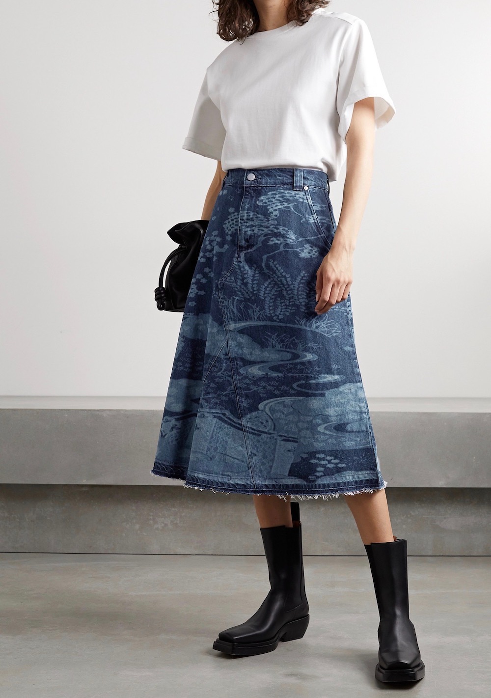 BALENCIAGA Printed denim mini skirt | NET-A-PORTER