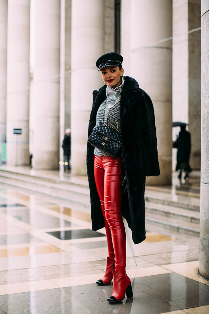 Red Faux Leather Pants and Boots