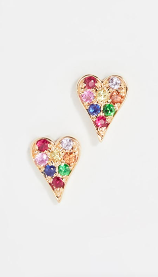 Stephanie Gottlieb 14k Mini Rainbow Heart Studs  