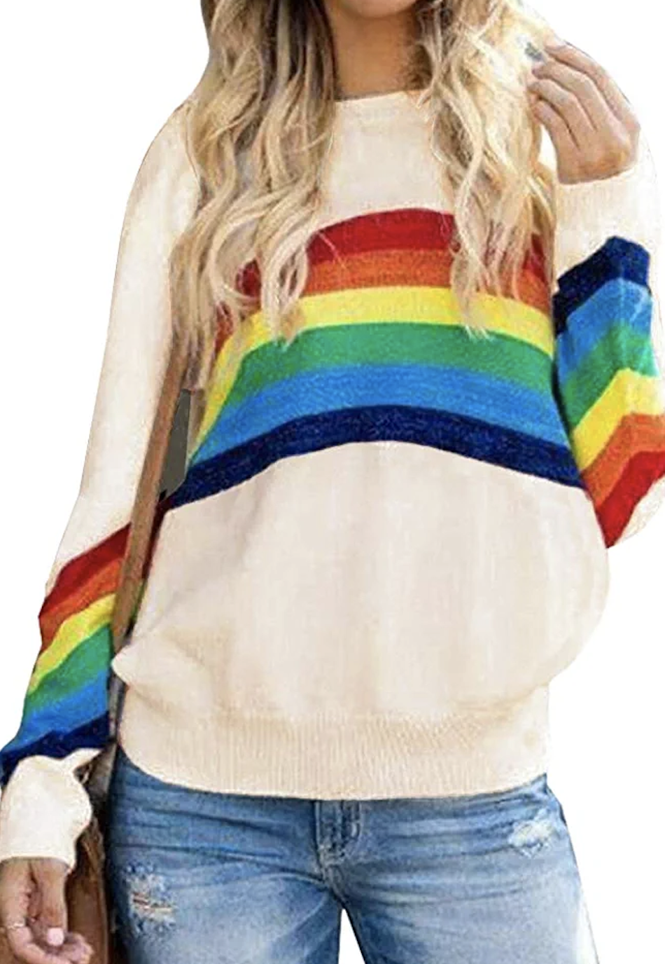 Ferrtye Womens Rainbow Pullover Sweater