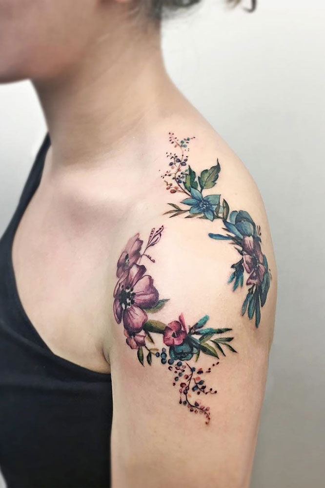 Details more than 76 flower shoulder tattoos female best - in.cdgdbentre