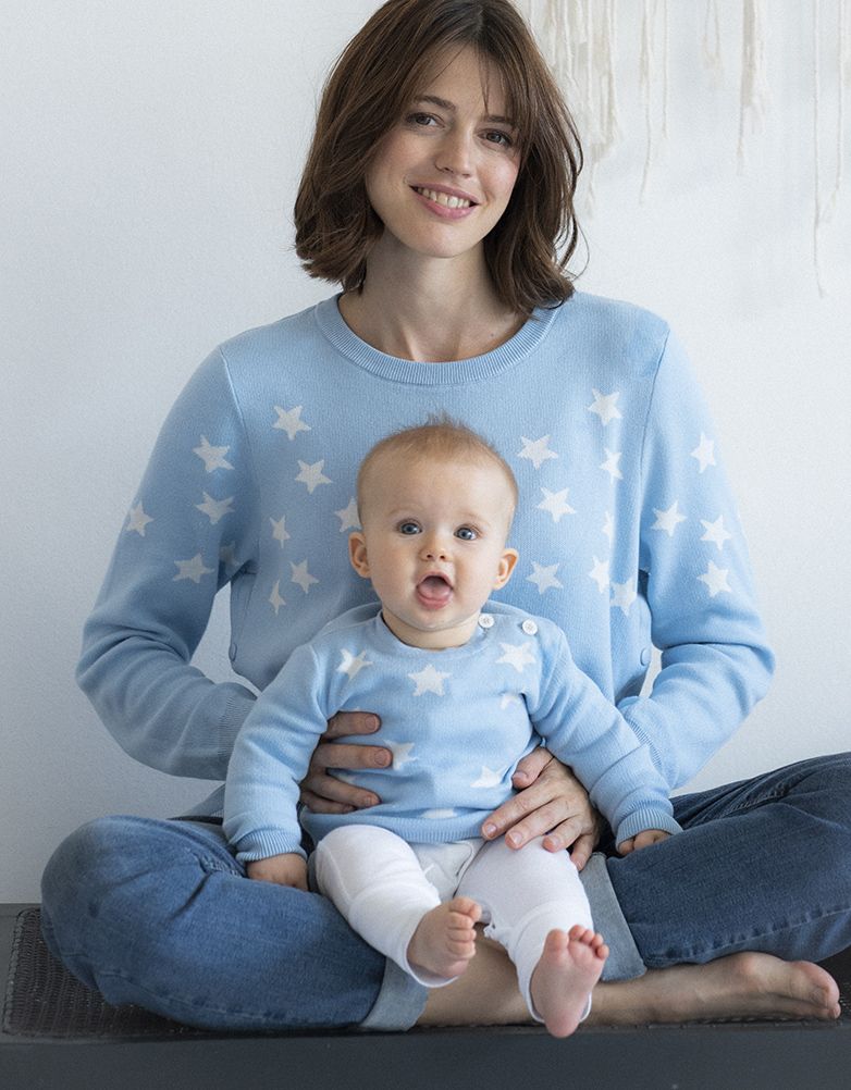 Seraphine Mama & Mini Set of Matching Blue Star Knitted Sweaters