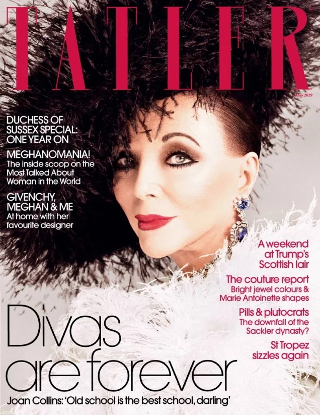 HIT: Tatler May 2019 Joan Collins by Luc Braquet